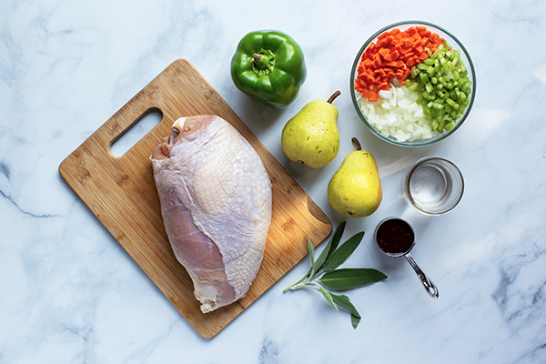 Turkey breast, ingredients on counter