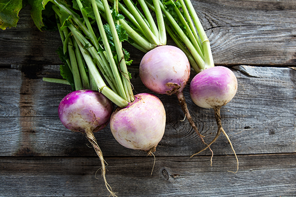 Turnips on cutting board