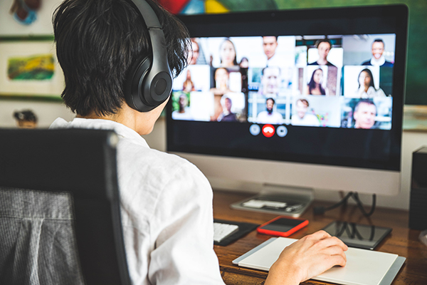 Woman on Zoom meeting at home