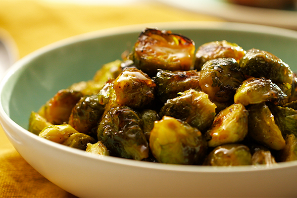 FIXATE-Maple-Glazed-Brussels-Sprouts in a bowl