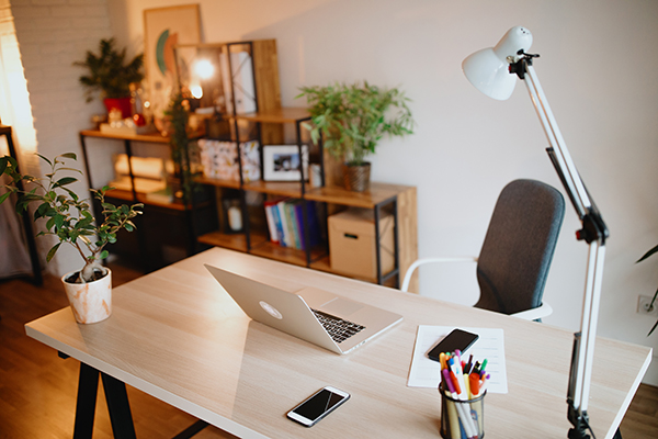 A home office with feng shui