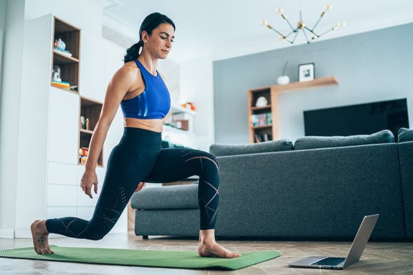 Woman working out at home