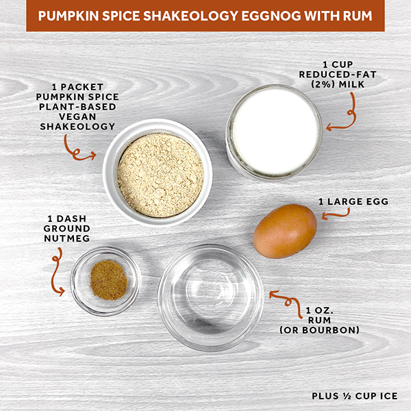 Pumpkin Spice Shakeology Eggnog ingredients