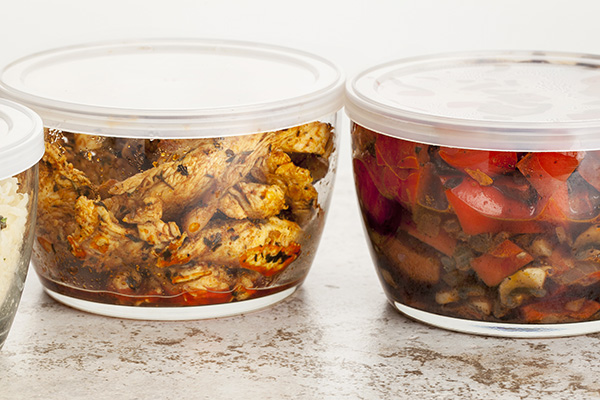 Leftovers in glass freezer containers