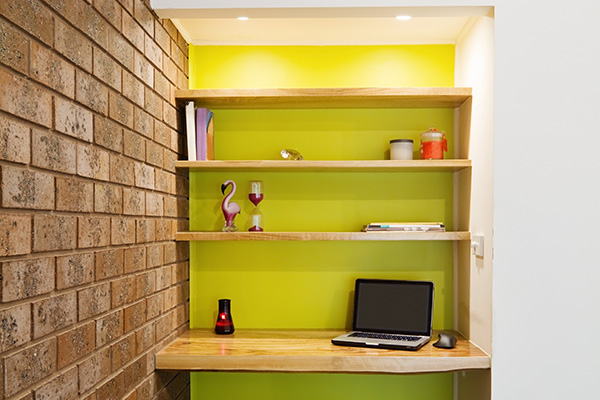 Home office set up in a closet