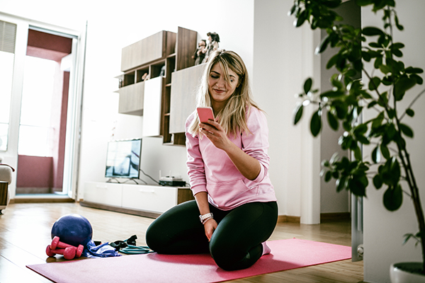 Woman working out at home