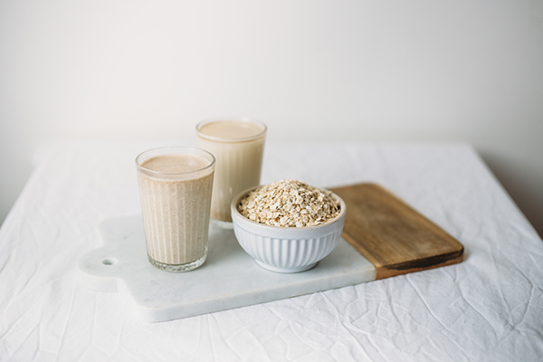 Glasses of oat milk