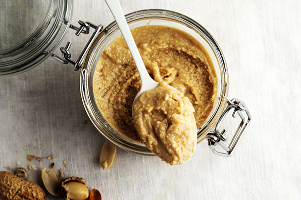 Homemade peanut butter in a jar