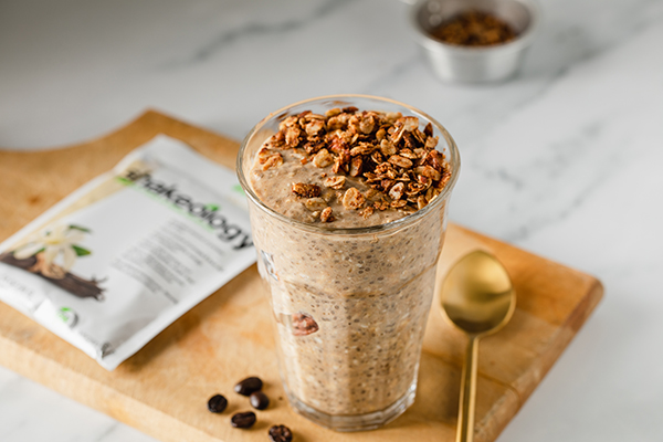 Coffee Cake Overnight Oats in a glass