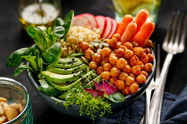 Protein bowl of mixed vegetables.