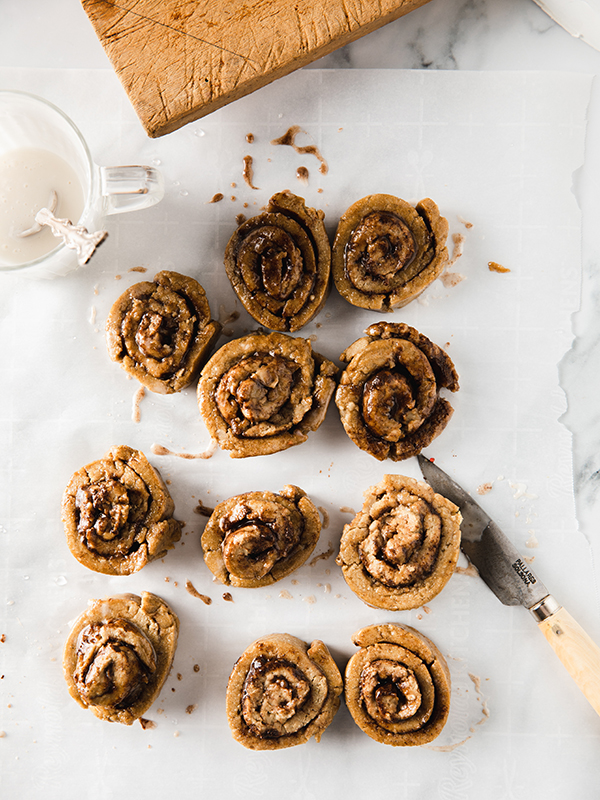 Cinnamon Roll Bites on counter