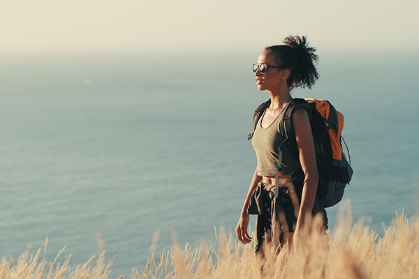 young woman out on a hike