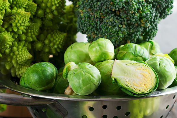 Brussels sprouts, broccoli and kohlrabi