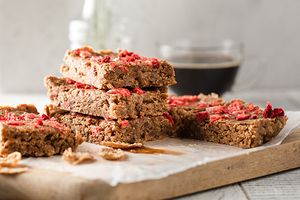 Coffee and Cereal Bars on cutting board