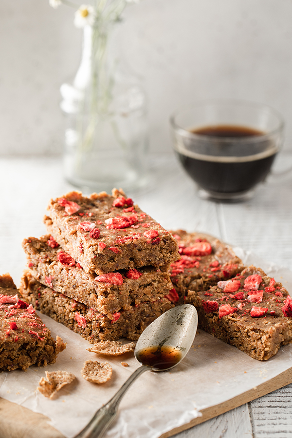 Coffee and Cereal Bars on a cutting board