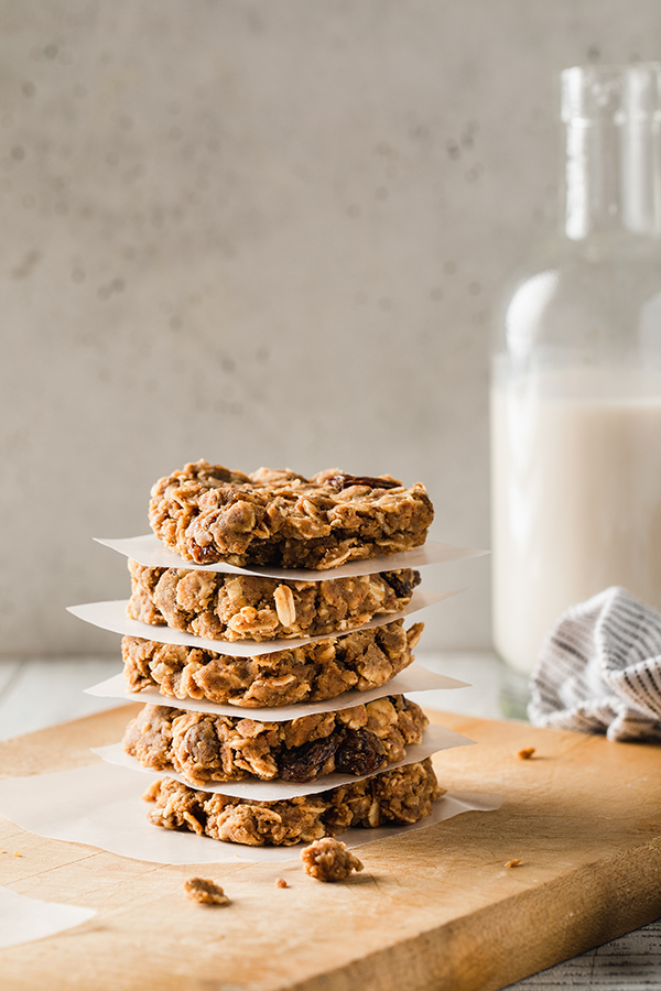 Shakeology No Bake Oatmeal Raisin Cookies stacked