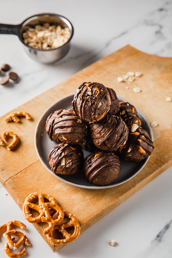 Shakeology Peanut Butter Pretzel Bites on a plate