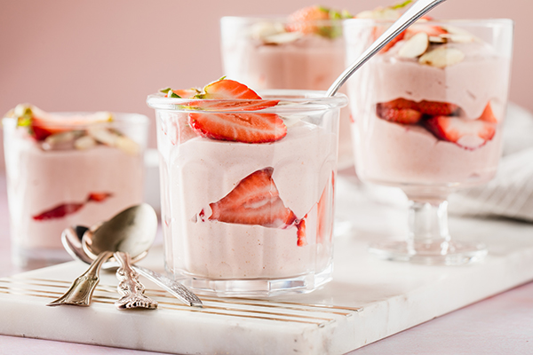 Shakeology Strawberries and Cream Mousse in glasses