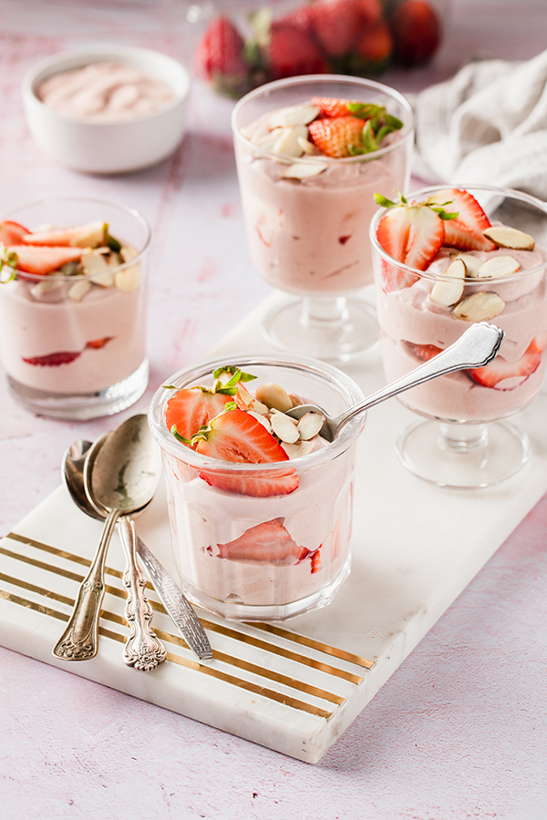Shakeology Strawberries and Cream Mousse in glasses