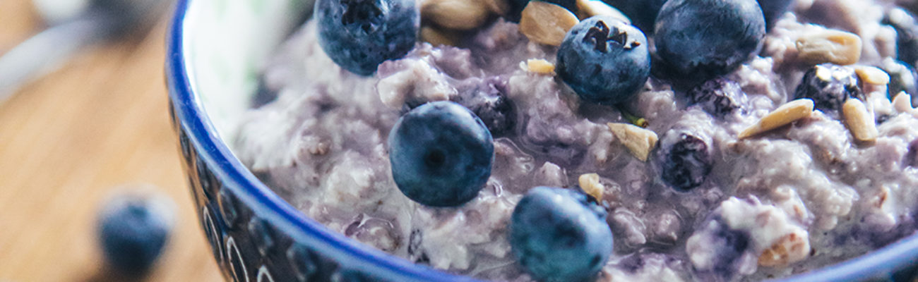 Bowl of blueberry overnight oats