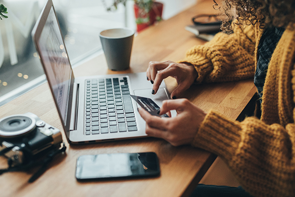 Woman shopping online