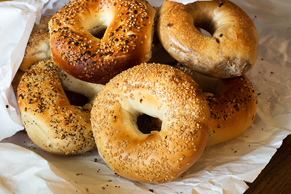 Bagels on a table