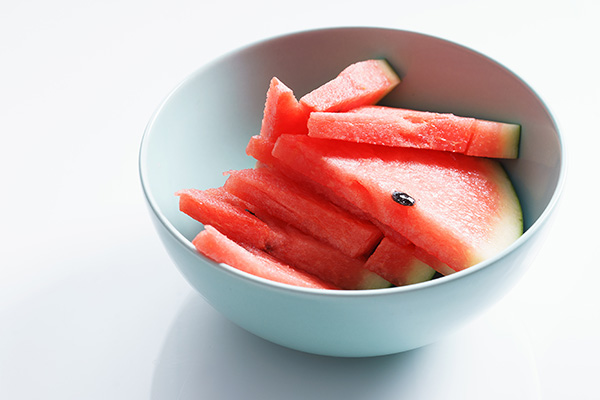 Slices of fresh watermelon in a bowl