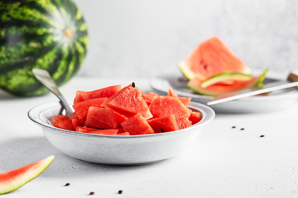 Bowl of sliced watermelon
