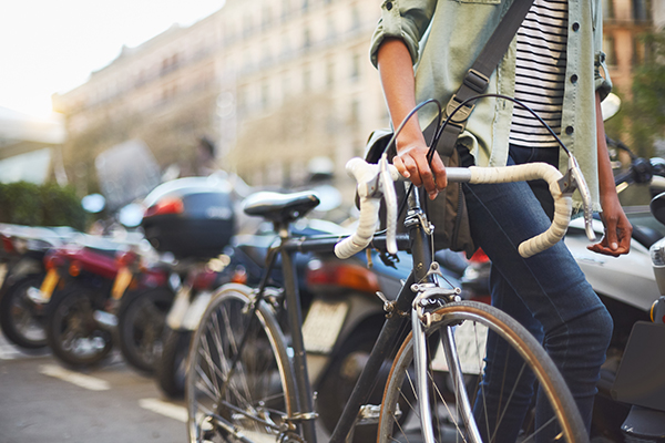 Woman commuting on a bike