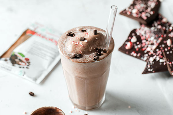 Peppermint Mocha Shakeology Smoothie in a glass