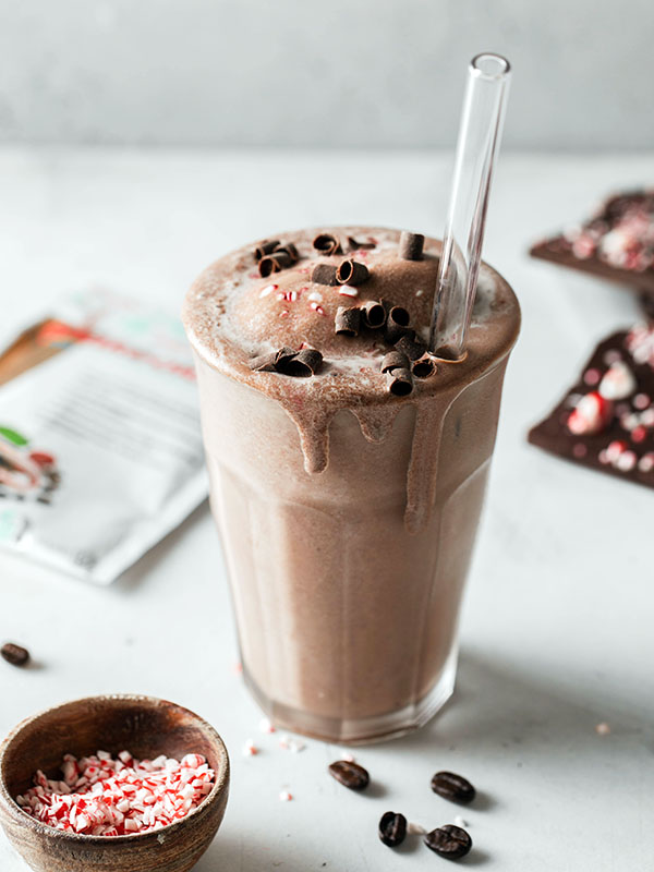 Peppermint Mocha Shakeology Smoothie in a glass