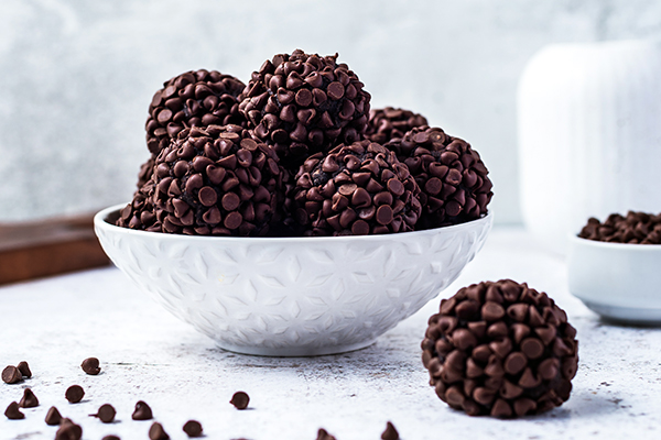 Chocolate Brownie Bites in a white bowl