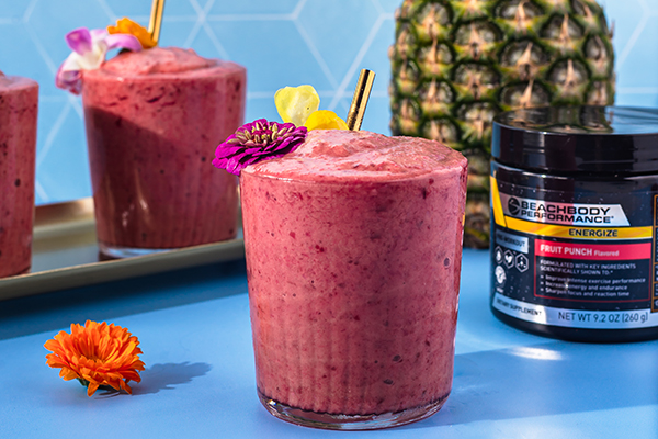 Energize Mai Tai in a glass, with BBP Energize tun, pineapple.