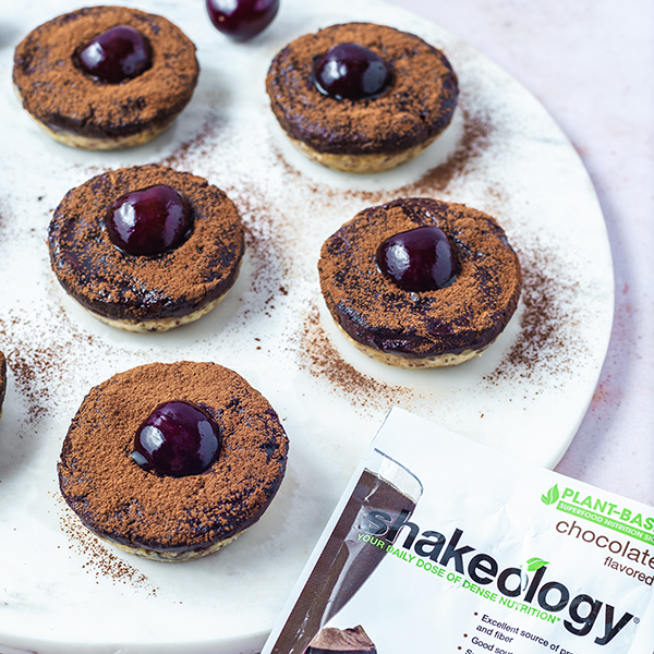 Mini Chocolate Cherry Cheesecake Bites with Shakeology packet