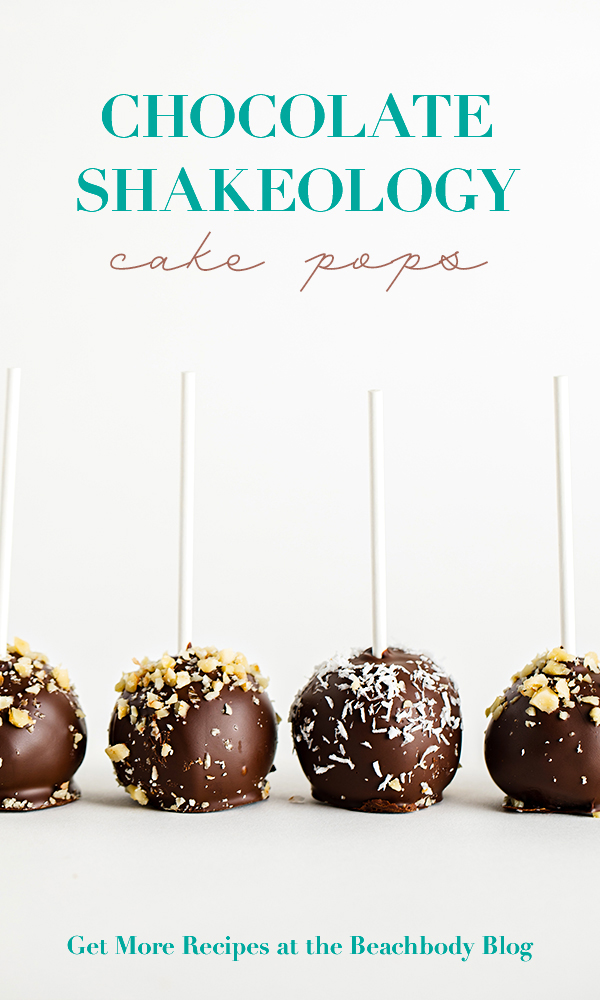 Chocolate Shakeology Cake Pops lined up