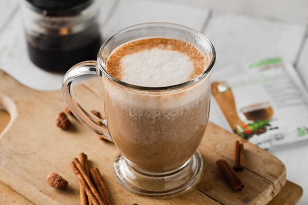 Almond Spice Latte Shakeology in a glass