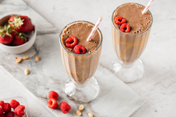 Chocolate PB&J Shakeology in glasses