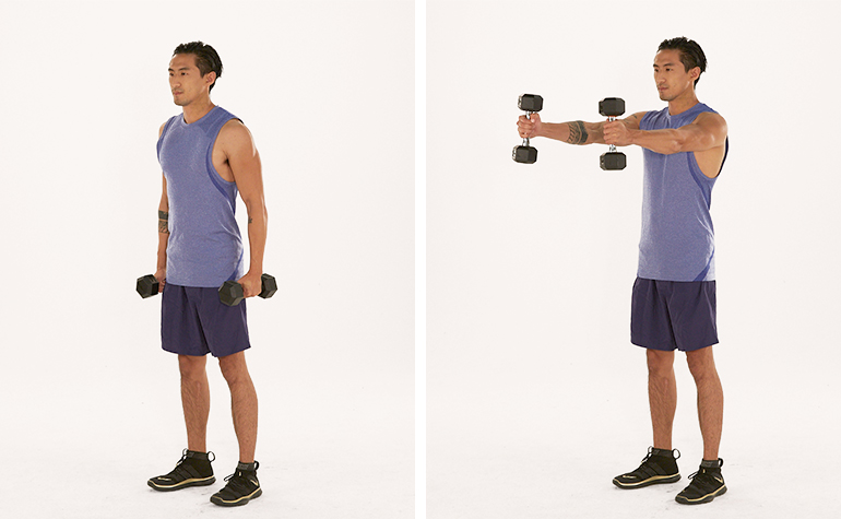 Dumbbell front raise to lateral raise, Exercise Videos & Guides