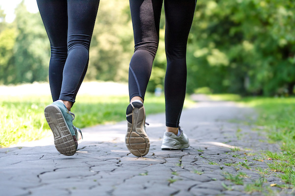 Low shot of women walking