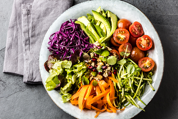 Overhead shot of salad bowl