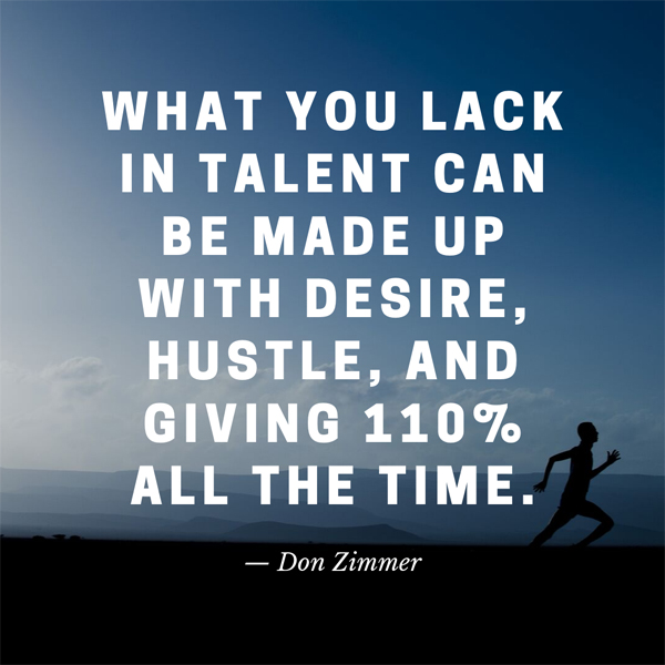 What You Lack In Talent Can Be Made Up With Desire, Hustle And Giving 110%  All The Time.