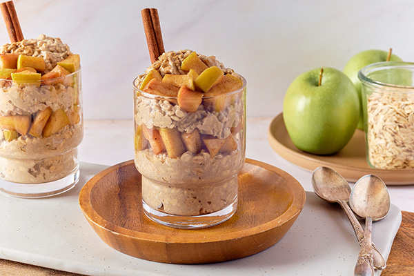 Spiced Apple Vanilla Chai Overnight Oats in glasses