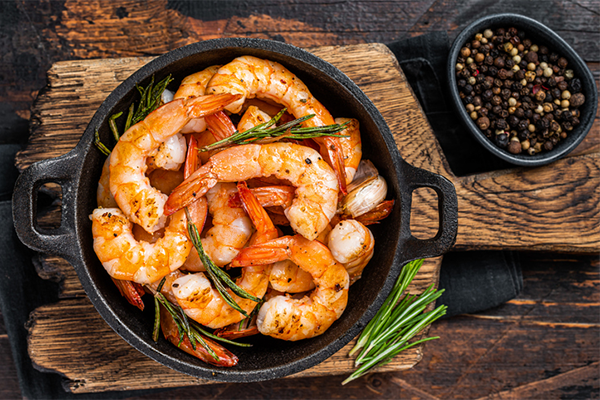 grilled shrimp in skillet | lean protein
