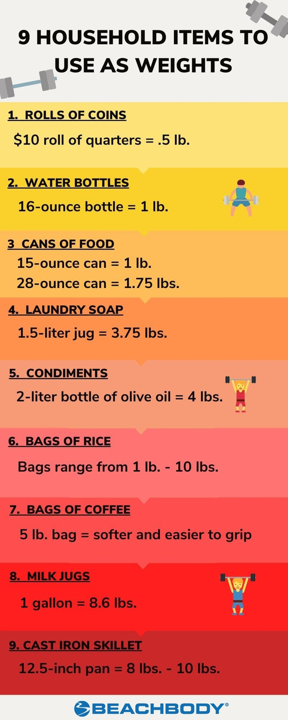 Weight lifting with household items sale