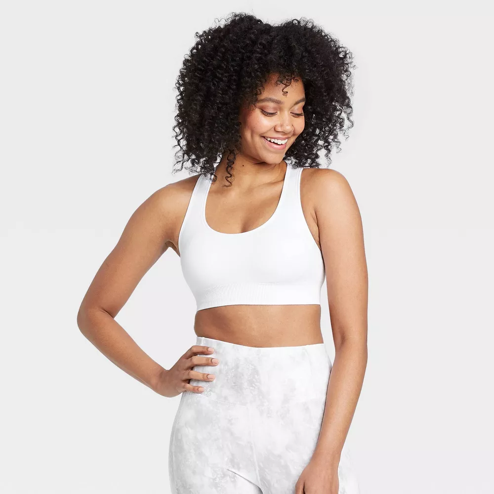 Women's Medium Support Seamless Zip-front Sports Bra - All In Motion™ White  Xs : Target