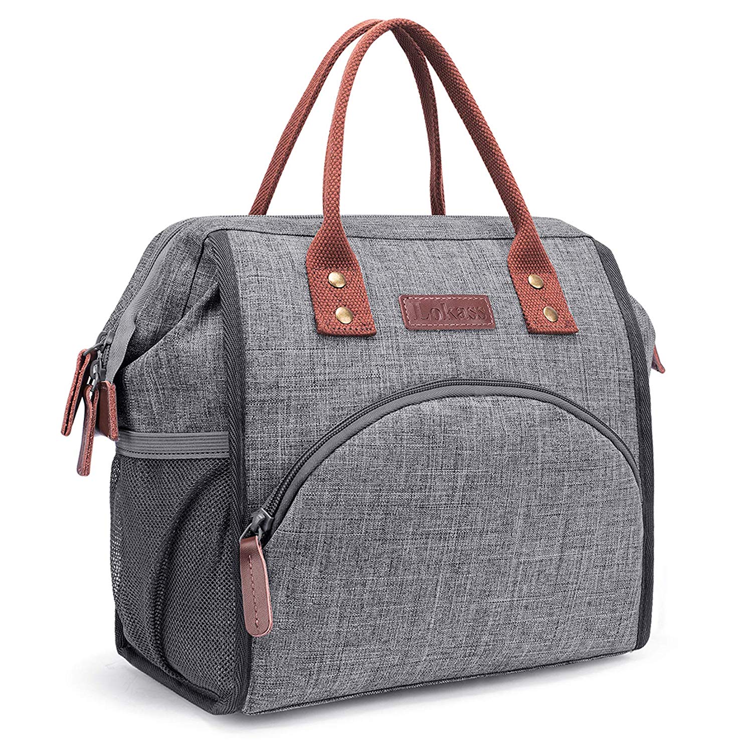 MIER Stylish Lunch Bag for Women Insulated Lunch Box Totes, Grey