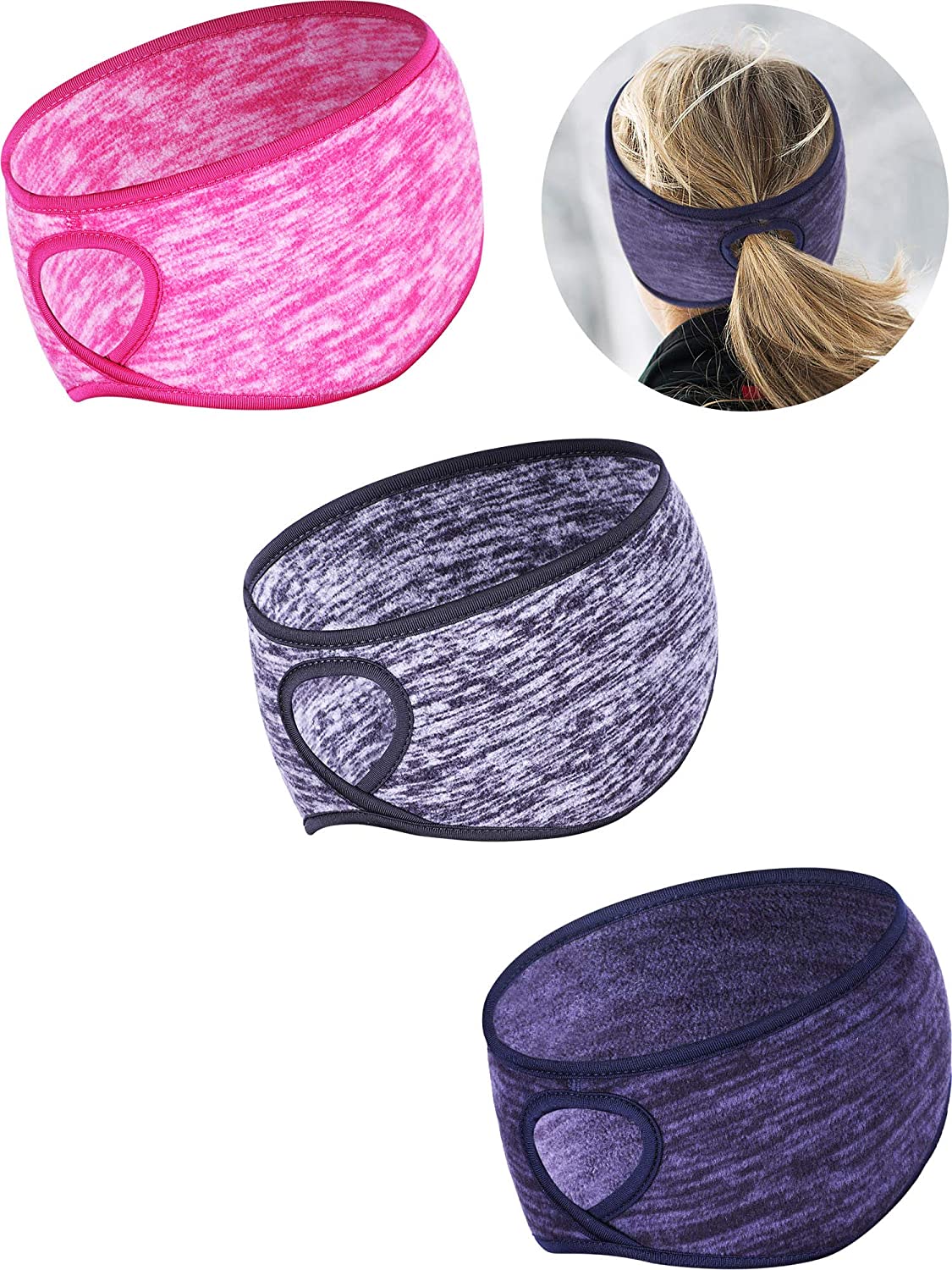 Tatuo Fleece Ponytail Headband, 3 Pieces | Cold Weather Exercise Gear
