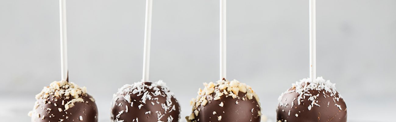 Side view of Chocolate Shakeology Cake Pops
