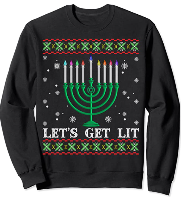 Let's Get Lit Hanukkah Sweater | Holiday Workout Shirts