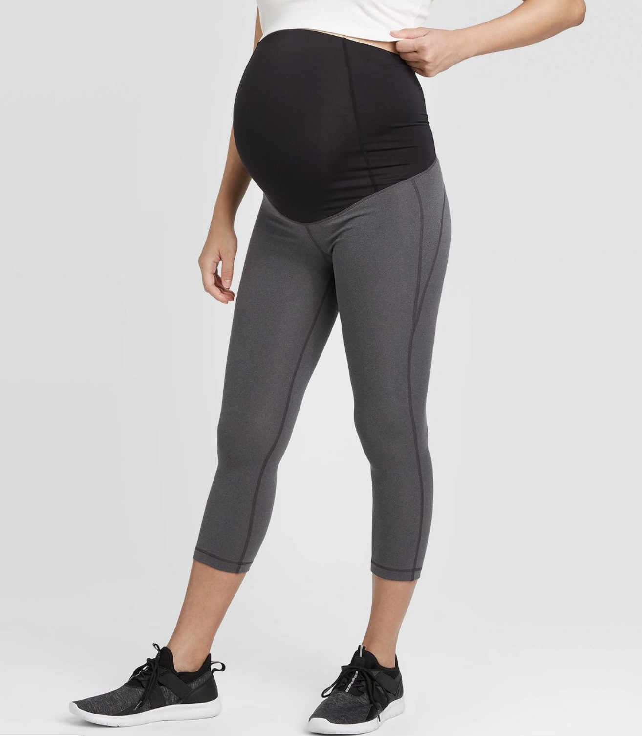 Isabel Maternity by Ingrid & Isabel Crossover Panel Active Capri Maternity Pants | Maternity Workout Clothes